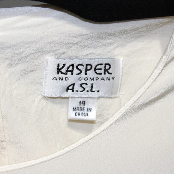 Vintage 100% Silk Kasper & Company A.S.L Blouse Size 14 Cream - Picture 7 of 8